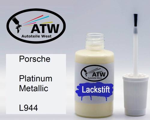 Porsche, Platinum Metallic, L944: 20ml Lackstift, von ATW Autoteile West.